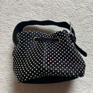 PrettyLittleThing Women's Beaded Studded Diamente Mini Handle Bag Purse Black OS